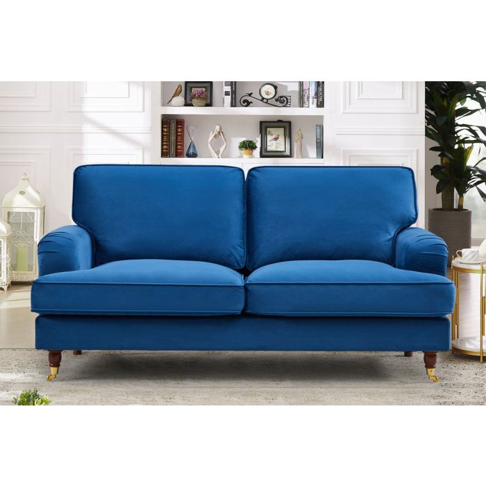 VELARO Velvet 2 Seater Sofa - Blue