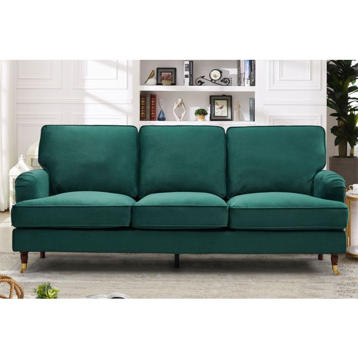 VELARO Velvet 3 Seater Sofa - Green