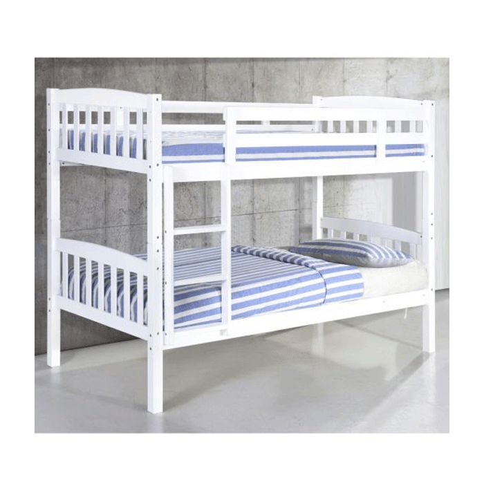 Erewash White Detachable Single Bunk Bed - Solid Wood