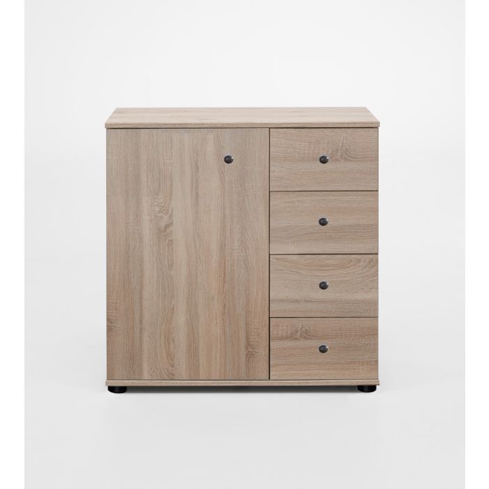 Cairo 1 Door 4 Drawer Combi Storage Chest - Oak