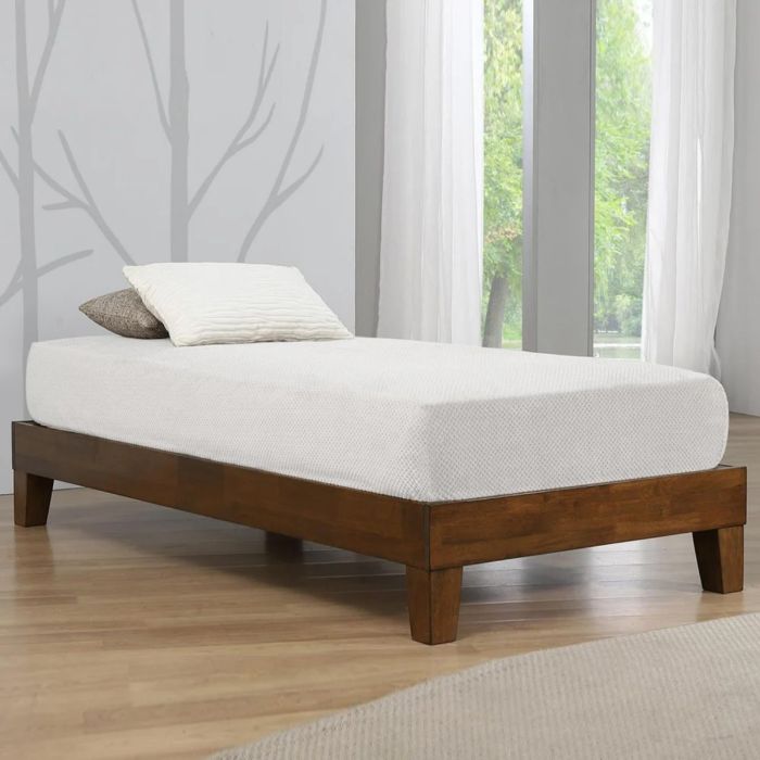 Buxton Solid Wooden Platform Single Size Bed - Rustic Oak