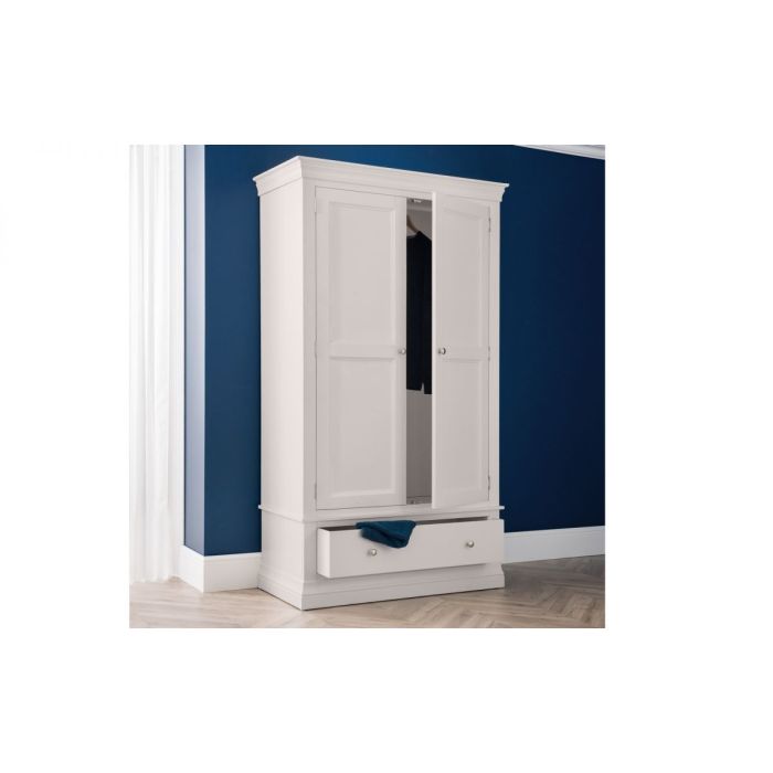 Clermont 2 Door 1 Drawer Wardrobe - Light Grey