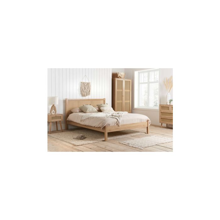 Croxley Large Rattan Headboard Design Oak Bed - Standard Double 4ft6