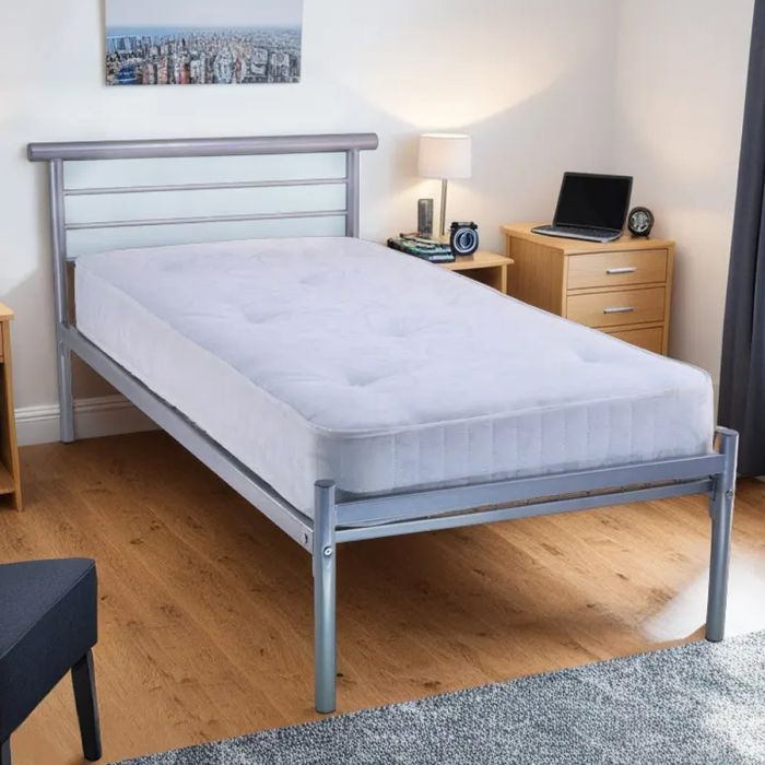 Contract Mesh Silver Metal Bed Frame - 2ft6 Small Single