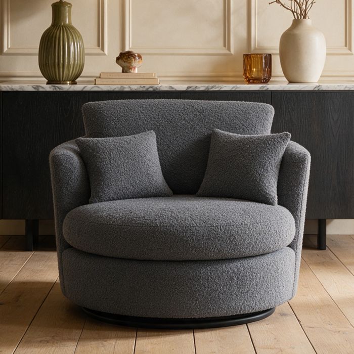 CORDURA Boucle Fabric Swivel Chair - Grey