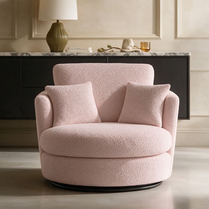 CORDURA Boucle Fabric Swivel Chair - Pink