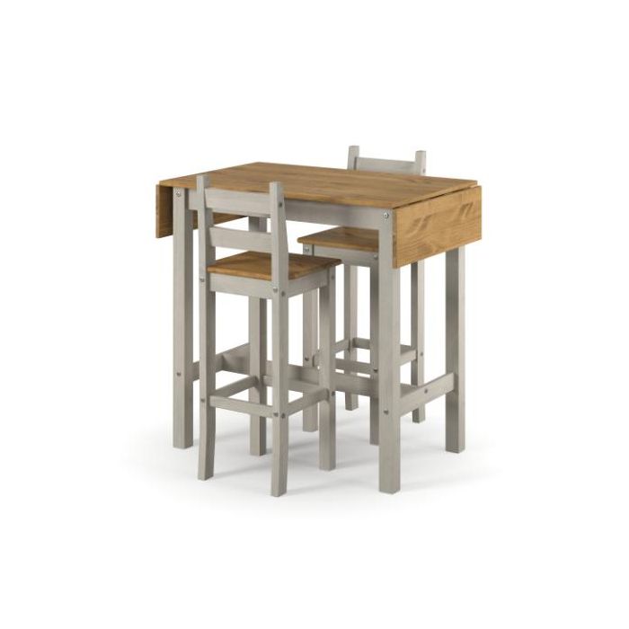Ethans Extendable High Breakfast Bar Set with 2 Chairs - Grey