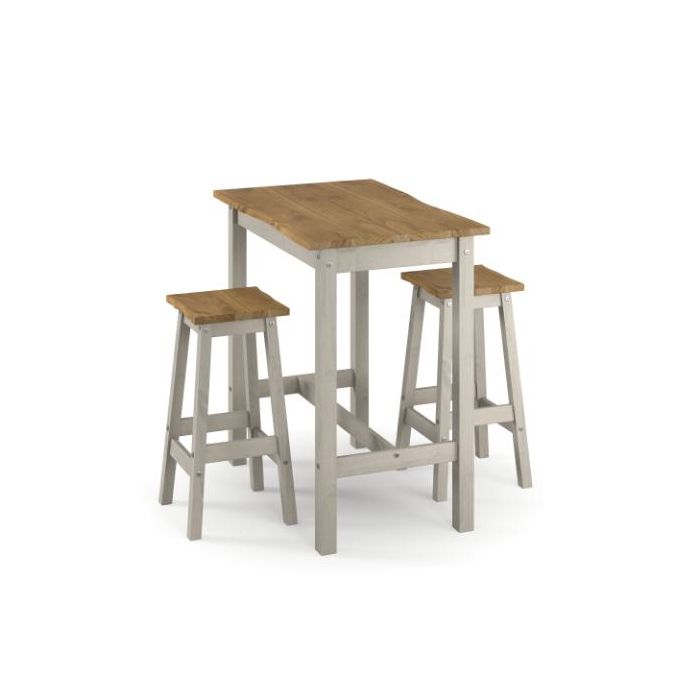 Ethans Live Edge Large Breakfast Bar Set with Stools - Grey
