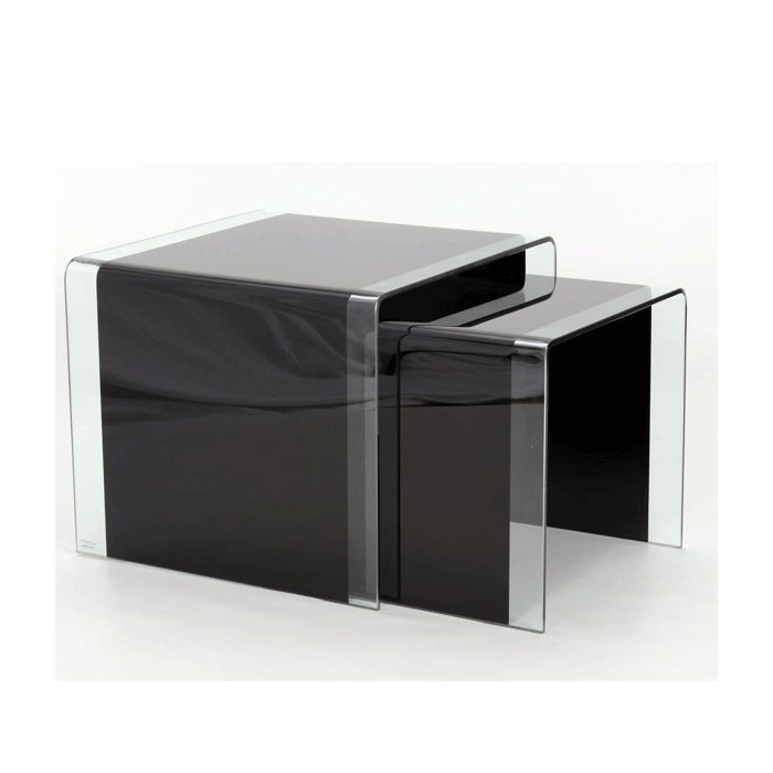 Maldon Black Tempered Glass Nest of Tables - 2 Piece Set