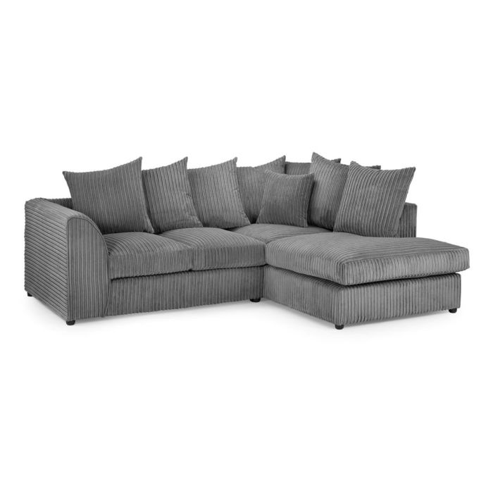 Harley Jumbo Cord Grey Corner Sofa - Right Arm