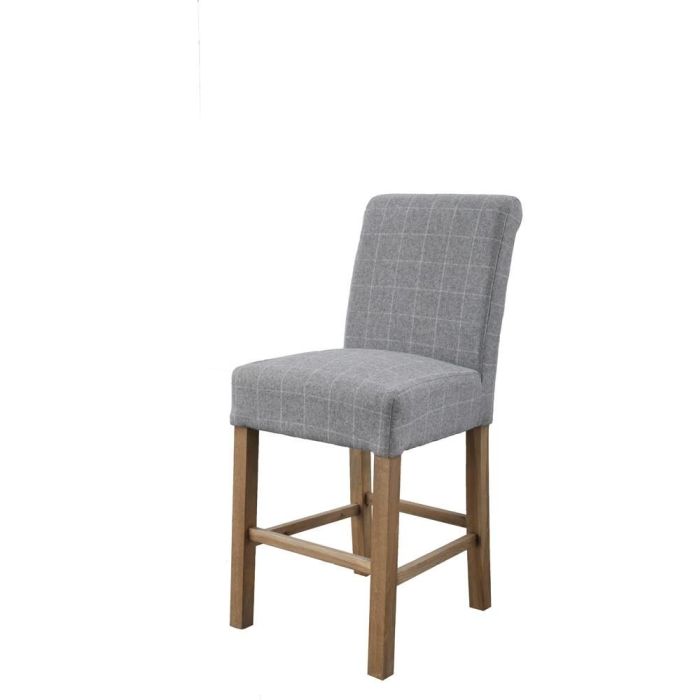 RIVARO Lowestoft Bar Stool Set of 2 - Check Grey