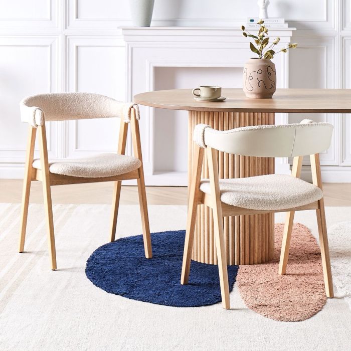 Set of 2 Dining Chairs DAY Boucle Light Brown