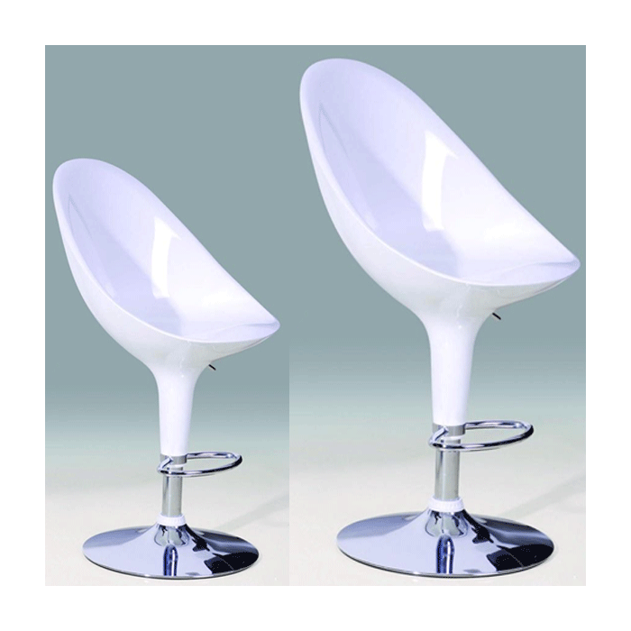 Oldham Chrome Bar Stool Pair with Adjustable Features - White