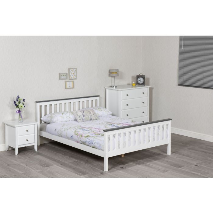 Kingsize Bed - TANGAI 5ft Wooden Bed White
