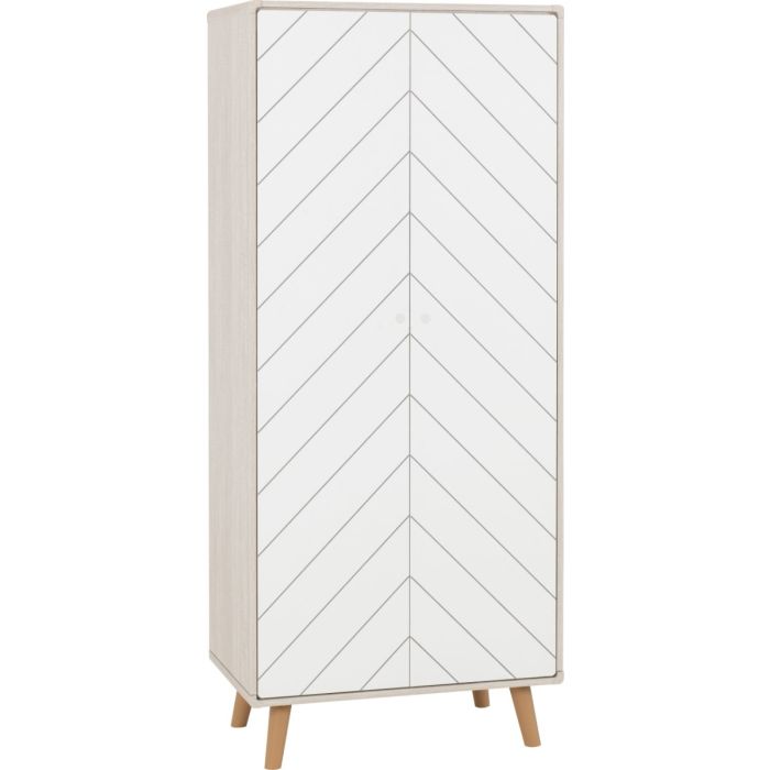 DERBY 2 Door Wardrobe Grey Oak and White - 78cm