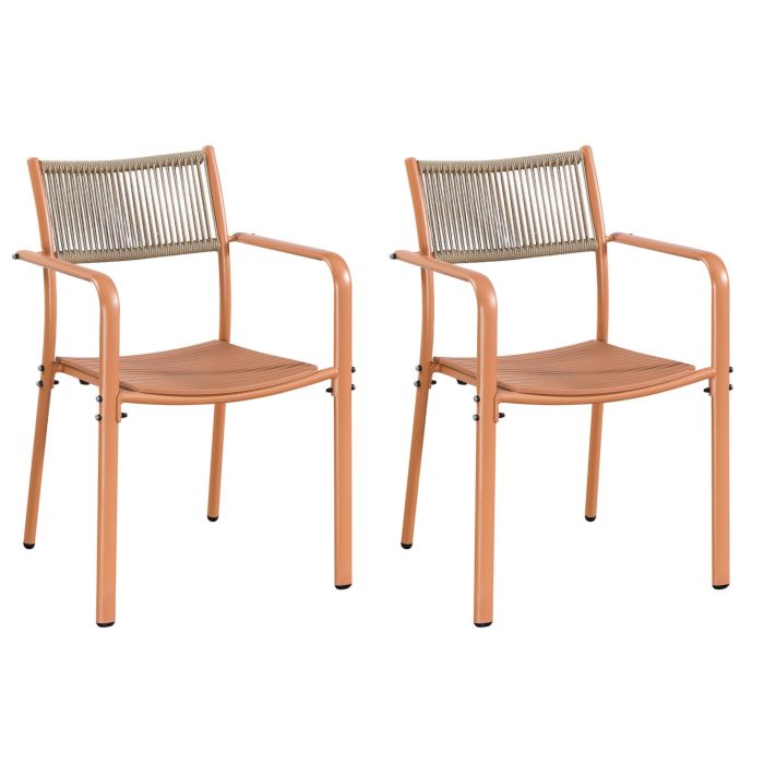 RAVINA 2 Piece Rope Back Bistro Garden Armchairs - Terracotta