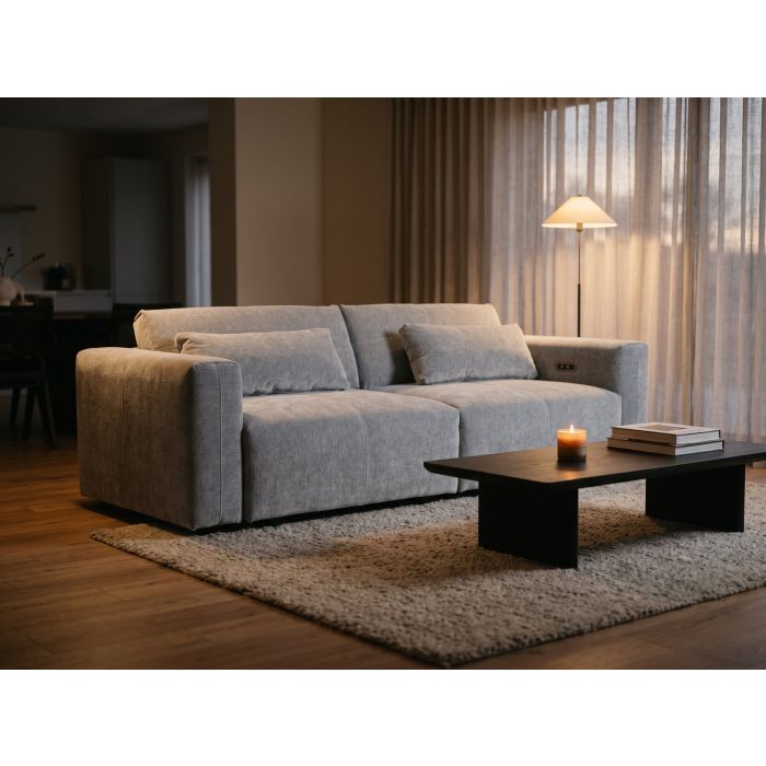 YARNTON Fabric 2 Seater Electric Sofa Bed - Grey