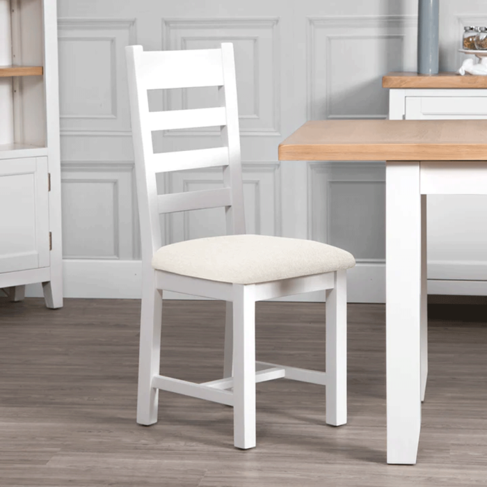 FANSER Fabric Seat Ladder Dining Chair Set of 2 - White