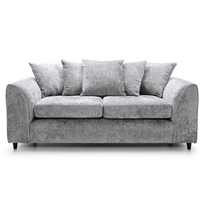 CARDIFF Crushed Chenille Fabric 3 Seater Sofa - Light Grey