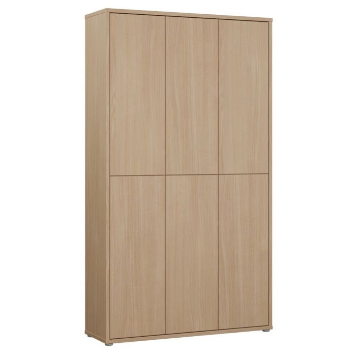 SOLARA Tall Shoe Cabinet with 6 Push to Open Doors - Elegancia Oak