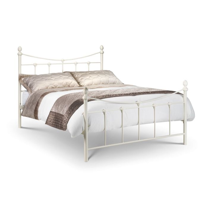 Rebecca Stone White Metal Bed - Double 4ft6