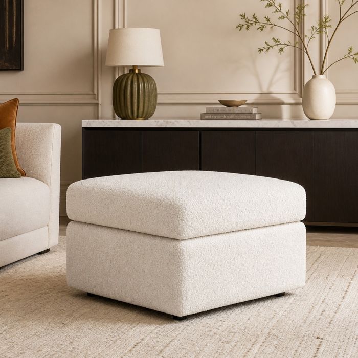 CORDURA Boucle Fabric Footstool - White