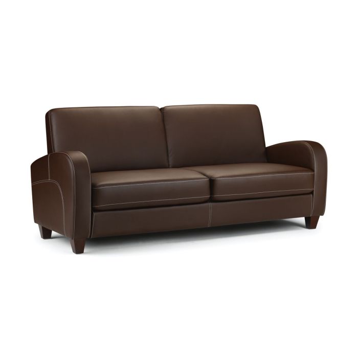 Vivo Chestnut Faux Leather 3-Seat Sofa