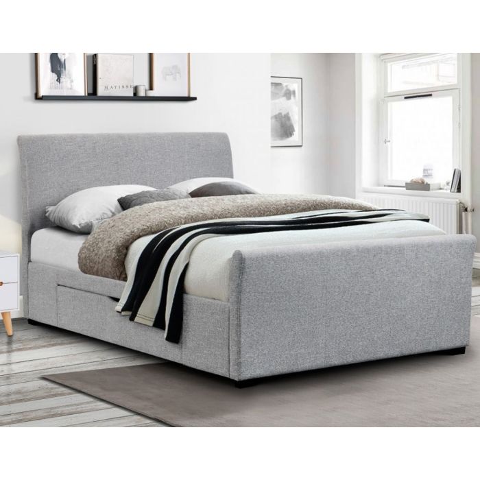 Capri Grey Fabric 2-Drawer Storage Bed - Double 4ft6