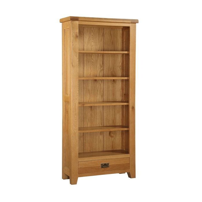 Eden Solid Oak Large Bookcase with Storage - Oak Finish