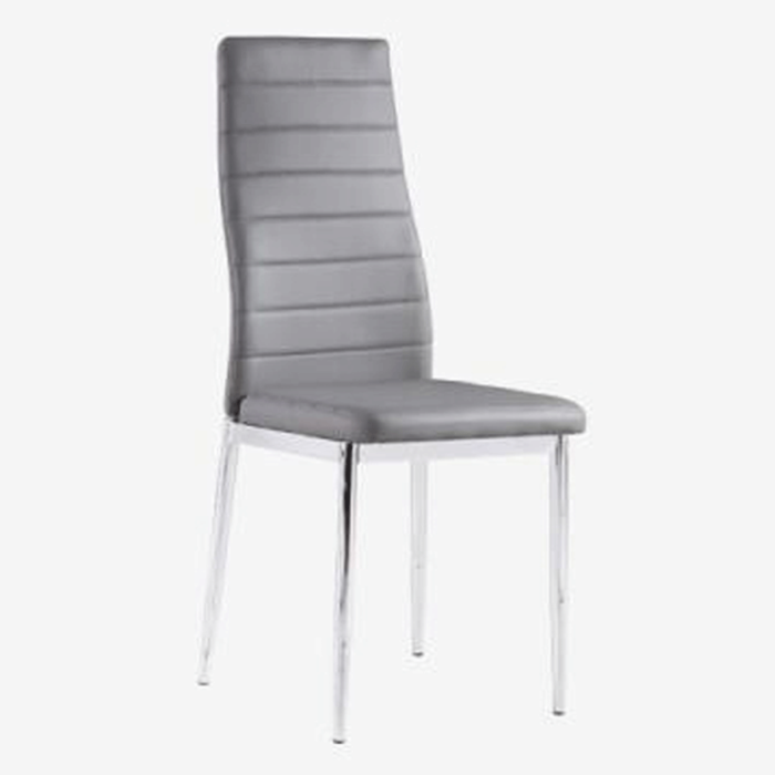 Telluride Elegance Collection Set of 6 Leather Dining Chairs with Chrome Legs - Grey
