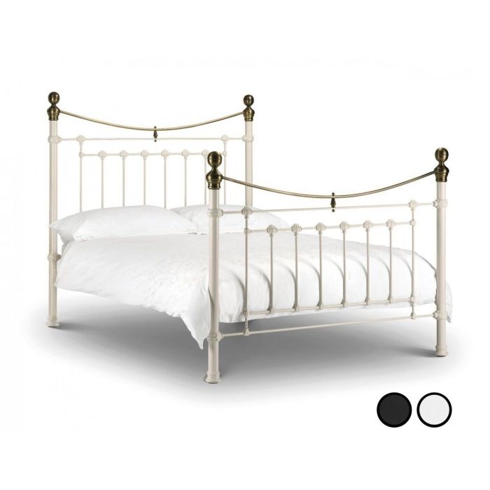 Victoria Stone White or Satin Black Brass Bed Frame-Double 4ft6 - Stone White