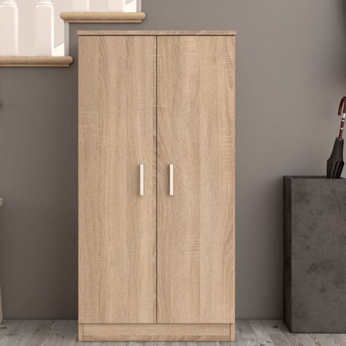 Crowther 2 Door Shoe Cabinet with 6 Shelves - Oak Effect