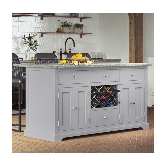 Multifunctional Grey Kitchen Island with Granite Worktop