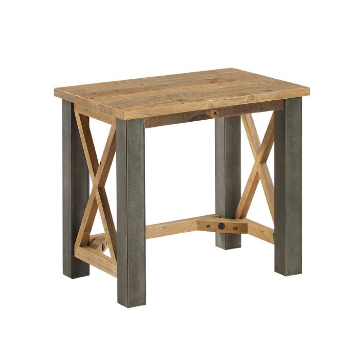 Doyle Rustic Cross Design Frame Open Shelf Tall Coffee Table
