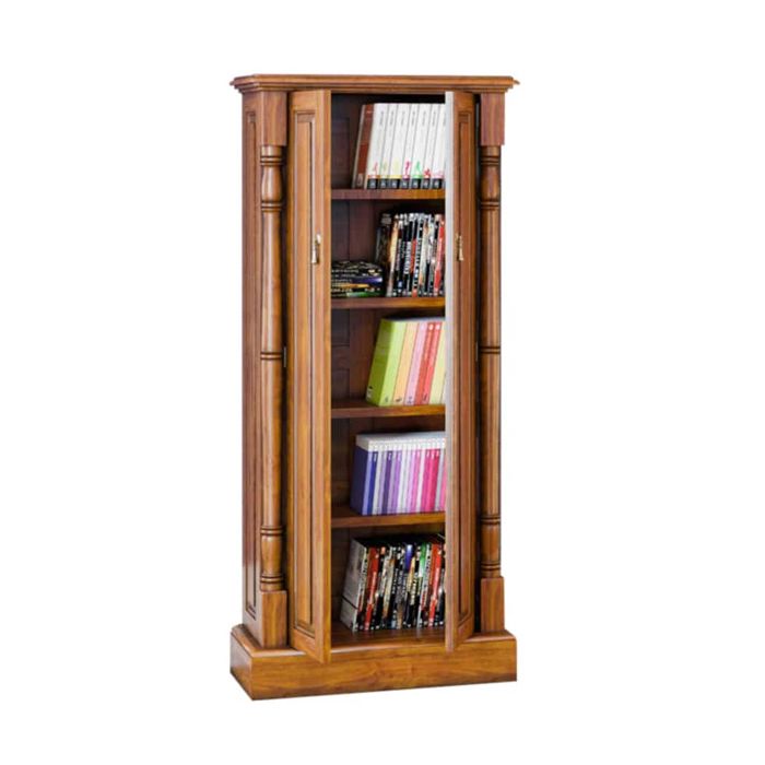 Patricia Double Door DVD and CD Storage Cupboard- Mahogany Finish