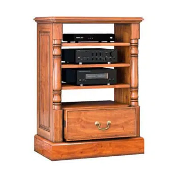 Patricia Single Drawer Entertainment Cabinet with Four Shelves - Mahogany Finish