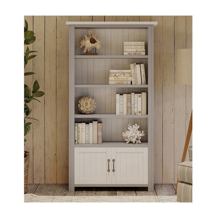 Ronald Grey Range Large Open Bookcase with 2 Doors and 4 Shelves