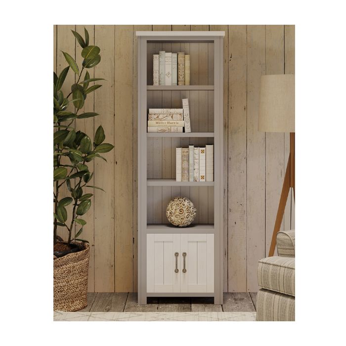 Ronald Grey Range Narrow Bookcase with 2 Doors and 4 Shelves