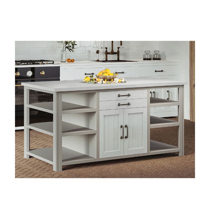 Ronald Grey Range Kitchen Island With Door, Drawer and Shelves
