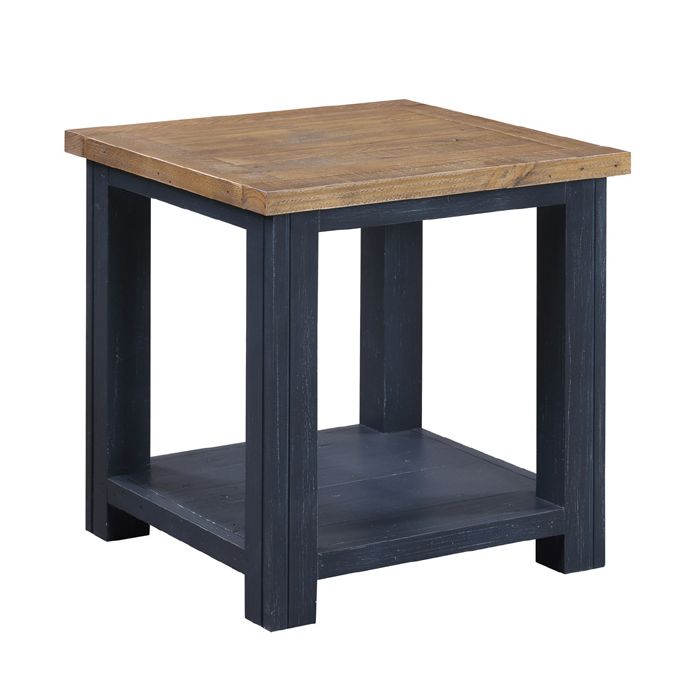 Splatter Reclaimed Wood Side Table and Open Shelf - Blue