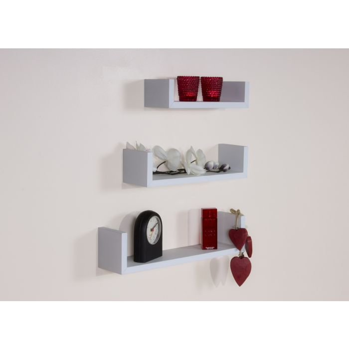 Hudson 3PC U-Shape Floating Display Shelf Kit - Matt White