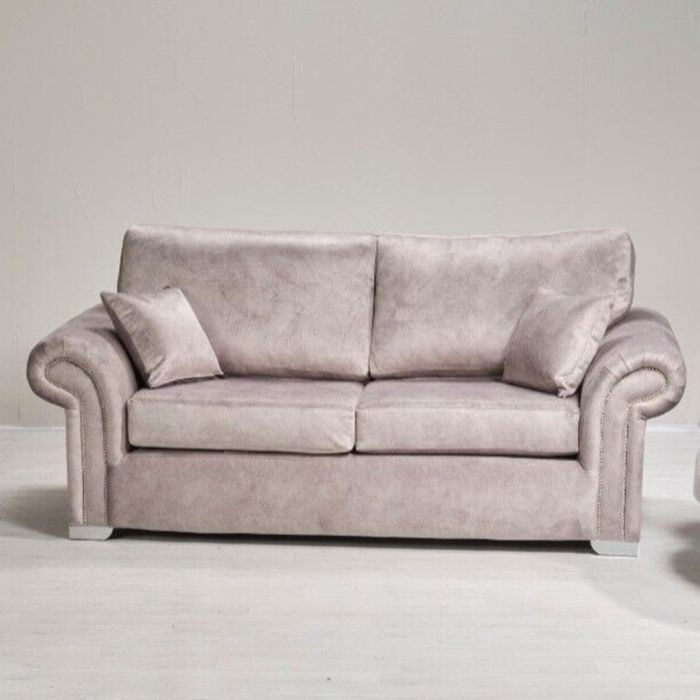 LYNDA Dapple Fabric 3 Seater Fullback Sofa - Silver
