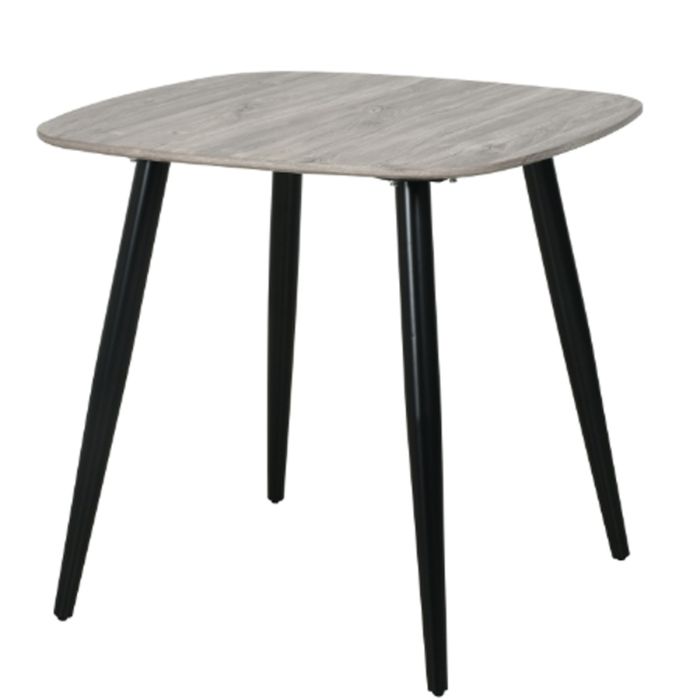 Black Tapered Legs Compact Square Dining Table - Grey Oak Effect