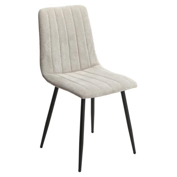 Black Solid Metal Frame Straight Stitch Light Grey Fabric Dining Chair - Set of 2