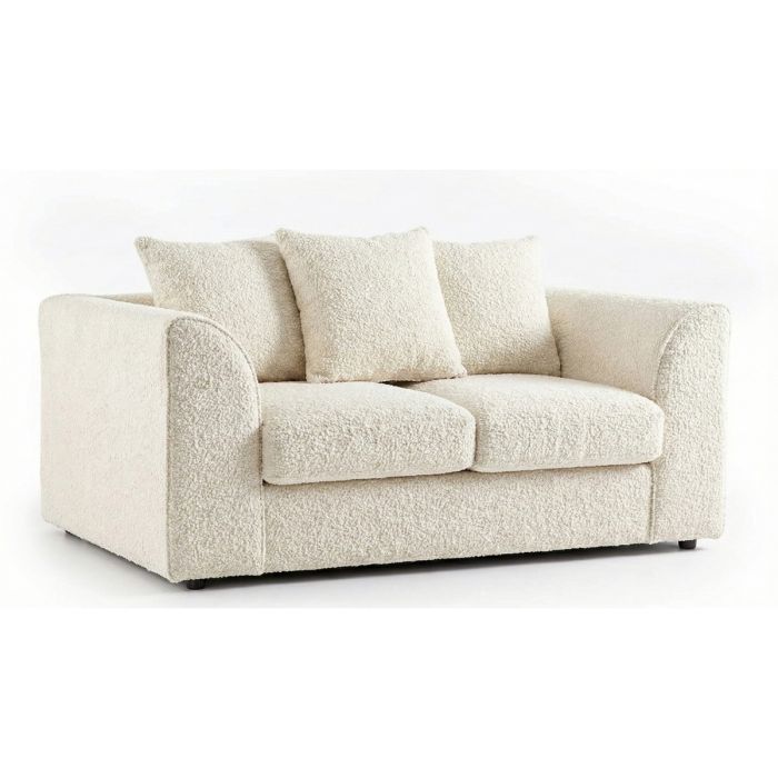 BELVANO Boucle Fabric 2 Seater Scatterback Sofa - Ivory