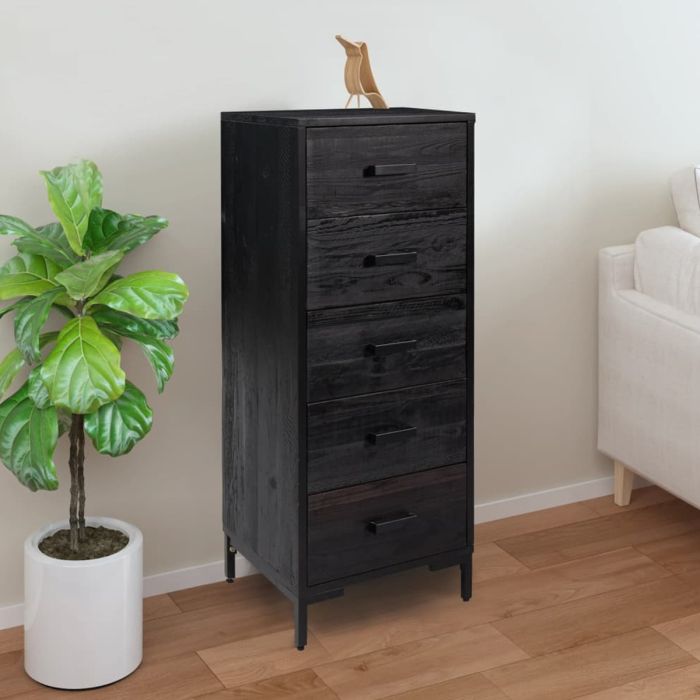 Black Chest of Drawers - HOCKLEY Tallboy Medium Chest 5 Drawers