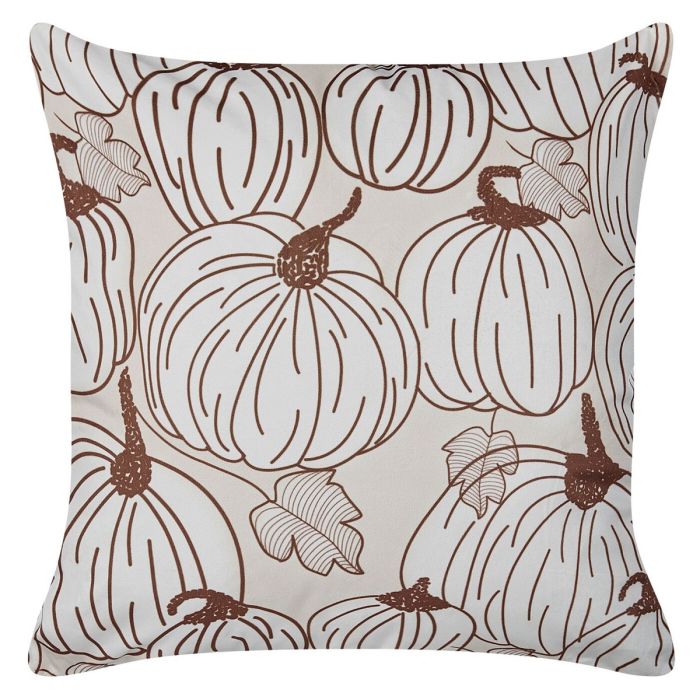 Halloween Pumpkin Velvet Cushion 45x45cm - Beige