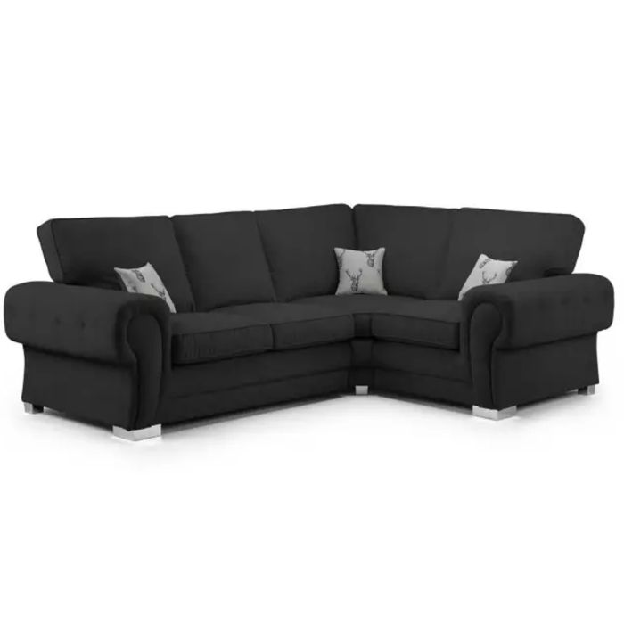 VERONA Fabric 4 Seater L Shaped - Right Hand Facing Corner Sofa - Black