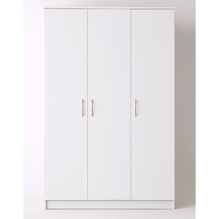 Wardrobe - SLEEK 3 Door Wardrobe White 120cm