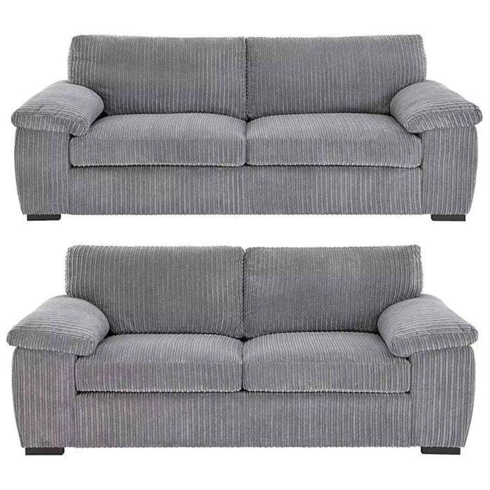 Cordura Jumbo Cord 3 Seater and 2 Seater Sofa Set - Grey
